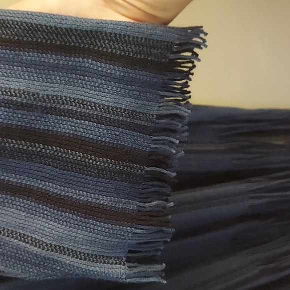 NIC+ZOE Navy Striped Boatneck Pullover Fringed Linen Sweater - Picture 4 of 11